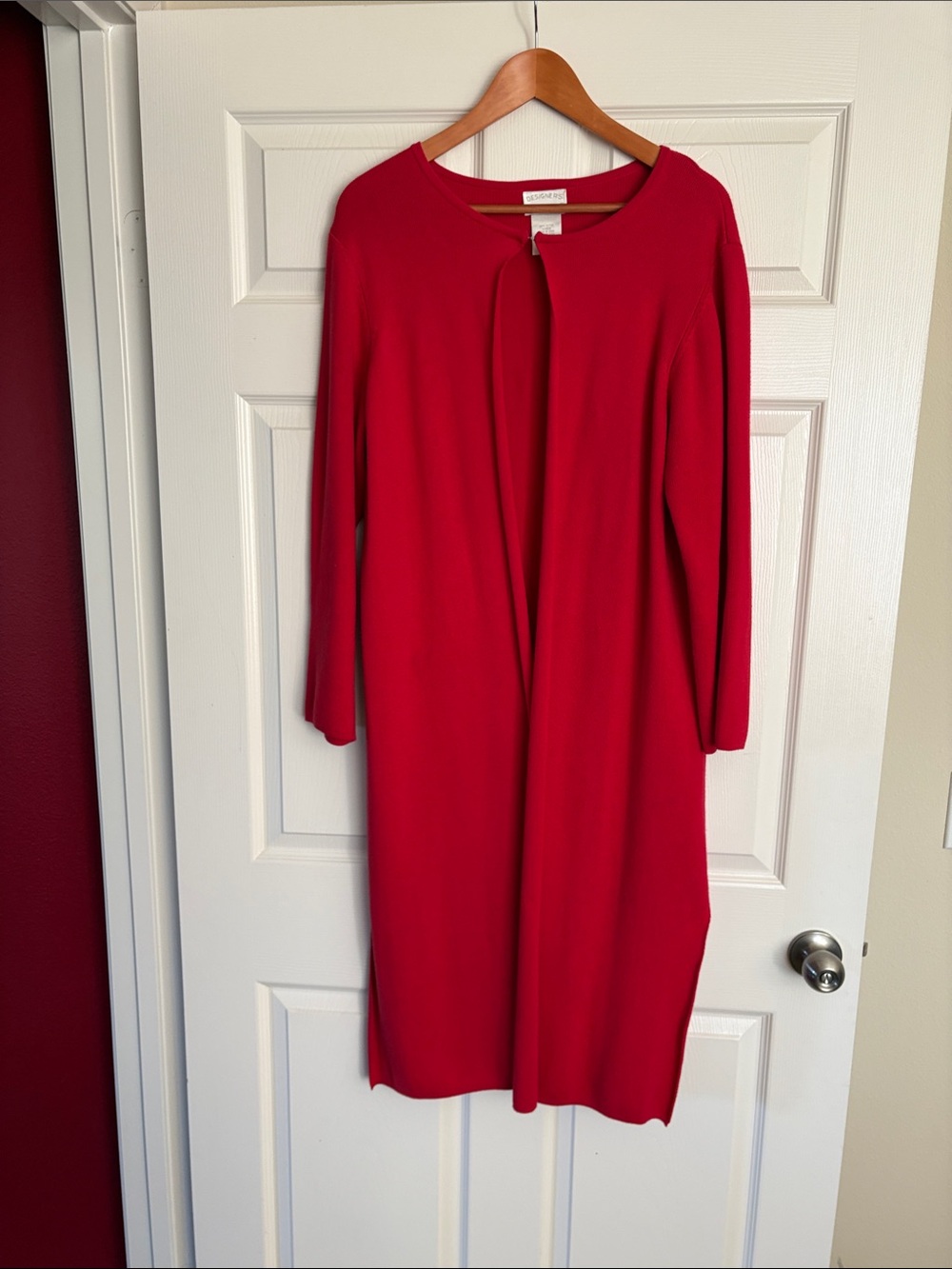 Casual Red Long Sleeve Shift Dress